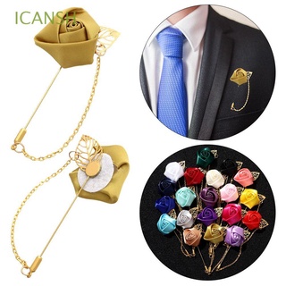 Icansh accesorio de ropa de hoja dorada broche de solapa broche flor rosa flor broche novio Boutonniere/Multicolor