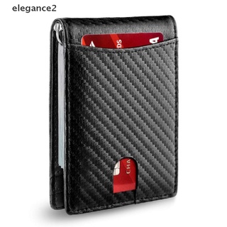 [elegance2] cartera minimalista delgada para hombres con clip de dinero rfid bloqueo bolsillo frontal cuero genuino [elegance2]