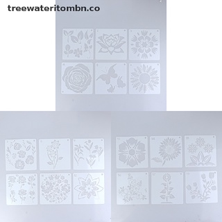 tomter - juego de plantillas de flores reutilizables para pintar en lienzo de tela de madera. (7)