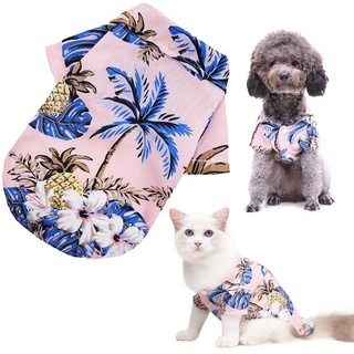 artola floral gato ropa hawaiian pet productos perro camisas playa para pequeño perro grande ropa t-shirt verano transpirable mascota chaleco (8)