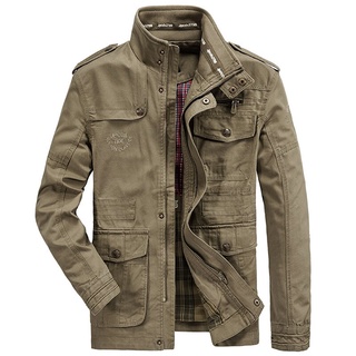 Chaqueta militar de algodón para Hombre, abrigo informal con múltiples bolsillos, para exteriores, talla grande 7XL 8XL, primavera y otoño