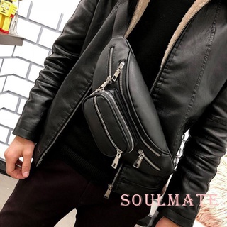 Soul-Unisex moda Color sólido bolsa de pecho personalidad al aire libre Multi-bolsillo cadena Cross-body bolsa