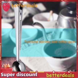 cuchara de alimentos de acero inoxidable para té de leche molida de café/cucharas con clip para bolsa (8)
