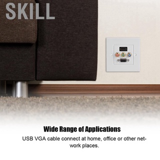 Skill HDMI USB VGA 3RCA Tres En Uno Integrado Panel De Pared Multimedia Enchufe De Vídeo De Audio (5)