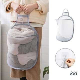 kki. cesta de ropa pop-up plegable cesta de malla plegable montado en la pared cesta de ropa sucia organizador con asas de transporte