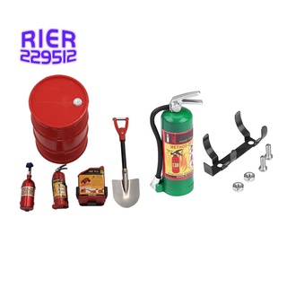 2 Set RC Car Part: 1 Set Oil Drum+Fuel Tank+Nitrogen Bottle+Fire Extinguisher+Shovel Set & 1 Set Mini Fire Extinguisher
