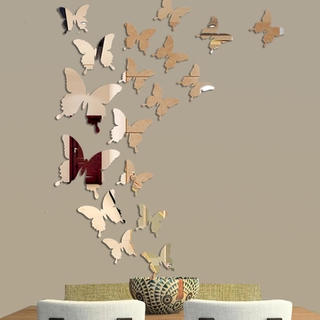 HD 12 Unids/Lote 3D Mariposa Espejo Adhesivo De Pared Arte Extraíble Decoración De Boda Niños La Habitación