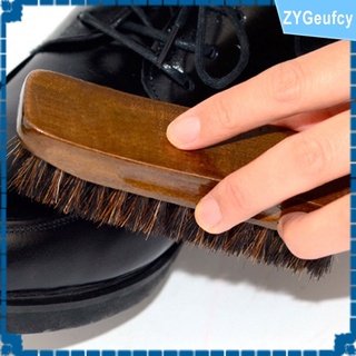 práctico cepillo de zapatos de pelo de caballo cepillo de madera limpiador de polvo cuidado marrón nuevo