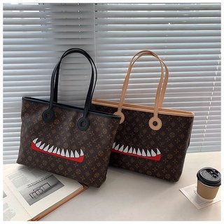 Louis Vuitton Gran Capacidad Monet Tote Bag Mujer Bolso Nuevo Viajero De Hombro Trabajo Práctico Bolsa De Compras