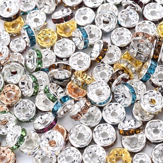 50 Cuentas Espaciadoras Redondas De Diamantes De Imitación De Cristal Para Hacer Joyas De 4-10 Mm DIY Pulsera Collar Accesorios