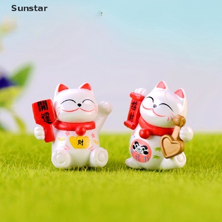[Sunstar] Figura Mini estatua de gato de la sonrisa de la suerte de la sonrisa de la artesanía adorno miniaturas decoración del hogar