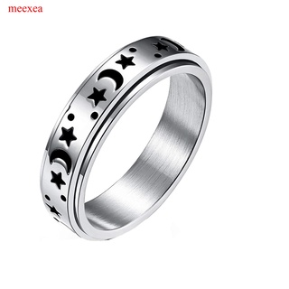 Meexea titanio acero inoxidable Spinner anillos luna y estrella Fidget anillo estrés alivio ansiedad anillo compromiso boda promesa banda para mujeres hombres tamaño 5-12 (1)