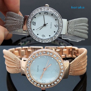 reloj de pulsera de cuarzo con incrustaciones de diamantes de imitación de cuarzo con incrustaciones de lujo casual para mujer