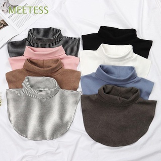 MEETESS Fashion Turtleneck Women Scarf Fake Collar Detachable Ribbed Solid Color Windproof Knitted Autumn Winter Warm