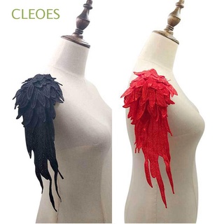Cleoes 3D bordado rojo ropa de costura tela de encaje vestido de novia elegante artesanía negro insignia parches de costura
