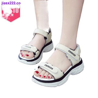 dadong 2020 nuevas sandalias deportivas femeninas verano versión coreana de la suela gruesa estudiante todo-partido velcro zapatos femeninos zapatos de playa