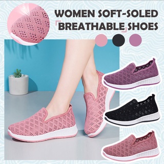 mujer moda transpirable cuñas slip-on caminar casual zapatillas de deporte mocasines zapatos