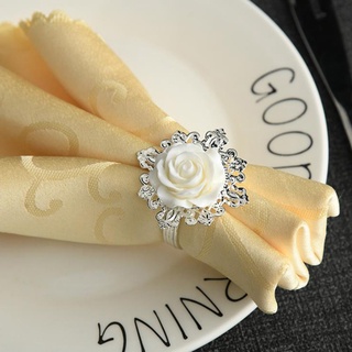 [iao] 4 unids/lote de boda rosa flor servilleta hebilla servilleta anillos rosa flor cena anillo