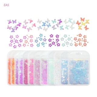 Eas 12 bolsas de mariposa en forma de flor purpurina lentejuelas copos de resina epoxi molde rellenos de uñas arte decoraciones para manualidades