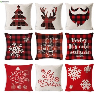pandora venta caliente funda de almohada de navidad de algodón rojo lino funda de cojín sofá regalos decoración de navidad hogar