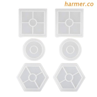 HAR2 3 Pack DIY Posavasos Molde De Silicona , Incluye Redondo , Cuadrado , Hexagonal , Moldes Para Fundición Con Resina , Cemento