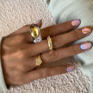 storto hombres anillos de dedo mujeres niñas moda joyería resina anillos grandes rectángulo cuadrado color oro grueso 3 unids/6pcs anillos geométricos conjuntos (9)