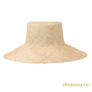 ovea verano tejido sombrero de paja grande ala ancha protección solar parte superior plana floppy playa gorra