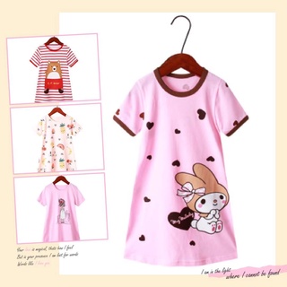 Pijama niña vestido de dibujos animados de manga corta camisón 100% algodón ropa de dormir
