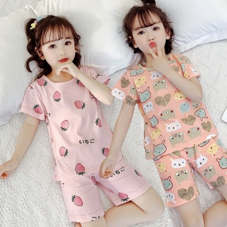 Verano de los niños pijamas versión de las niñas de manga corta ropa de hogar de dos piezas conjunto de pijamas de los niños conjunto