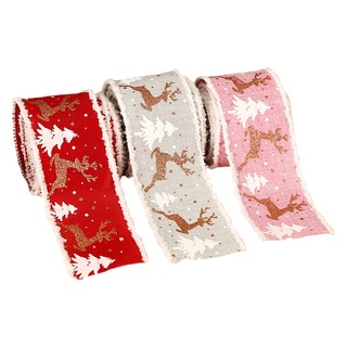 3 rollos impresos de arpillera de navidad cinta diy hecho a mano para suministros de decoración (4)