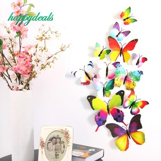 Happy 12 pzs calcomanías 3D de PVC imán mariposas DIY decoración del hogar