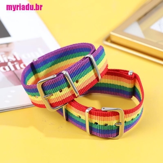 [Mybr] 2Pcs arco iris lesbianas Gays bisexuales transgénero pareja tejida arco iris Br