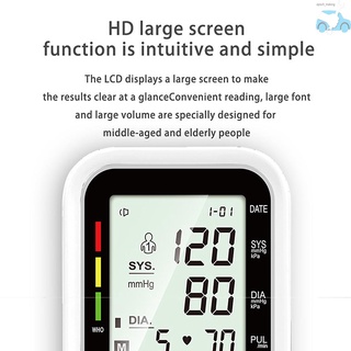 Brazo electrónico Monitor de presión arterial portátil esfigmomanómetro alarma de frecuencia cardíaca con pantalla LCD Digital automática presurización inteligente transmisión de voz inteligente dispositivo de presión arterial (7)