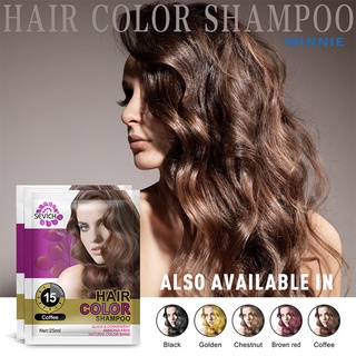 [winnie] champú de 25 ml de larga duración cuidado del cabello colorido natural tinte champú para peluquería (1)