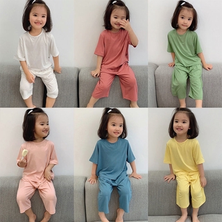 Joy pijamas niños Gril camiseta lindo niños conjunto de tela pantalón (1)
