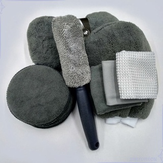 9 piezas kit de lavado de coche de microfibra detallando guantes de limpieza de esponja bloque toalla cepillo