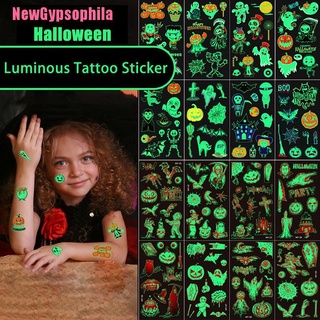[NewGypsophila] 10pcs Halloween luminoso tatuaje cara temporal Color niño lindo tatuaje pegatina