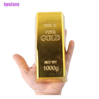 [twolove] falso barra de oro de plástico dorado pisapapeles decoración del hogar Bullion Bar simulación