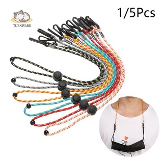 TURNWARD 1/5Pcs Unisex Eyeglass Cord Extender Windproof Hat Strap protection Lanyard Necklace Band anti-lost Fashion Adjustable Ear Support/Multicolor