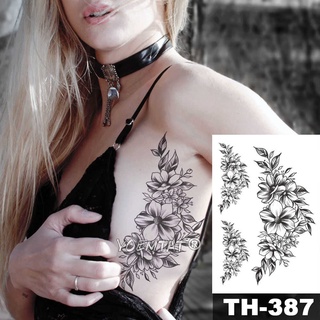 Waterproof Temporary Tattoo Sticker Black Roses Design Tatoo Flower Arm Body Art Big Large Fake Tatto Sticker (8)