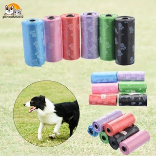COD 1 rollo / 15 piezas Pet Puppy Dog Waste Poop Bag Degradable