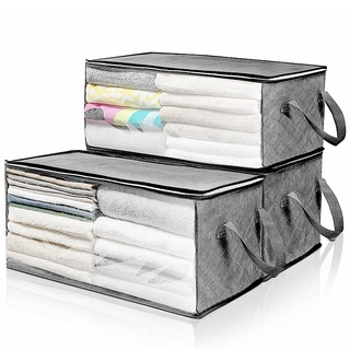 Bolsa de polvo plegable y portátil de gran capacidad, transparente no tejida, bolsa de edredón, caja de almacenamiento para el hogar, bolsa de polvo