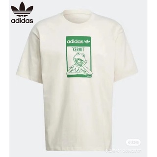 Adidas hombres y mujeres T-shirt gran logotipo de impresión camiseta suelta cuello redondo camiseta de algodón puro moda Casual pareja manga corta (1)
