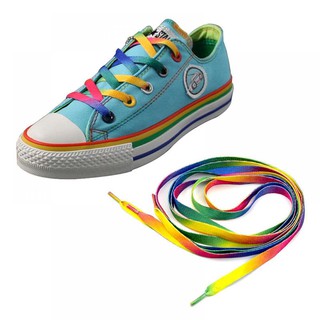 1 par de botas atléticas de lona plana arco iris cordones de zapatos