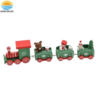 Mini tren de madera de navidad adorno pintado carros Deluxe tren conjunto