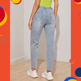 [Moda Trend] Jeans Mujeres Blanqueador Lavado Rasgado Detalle Zanahoria Pantalones Largos Koyak