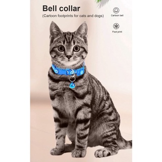moda lindo campana mascota collar teddy bomei perro de dibujos animados huella gato collar be