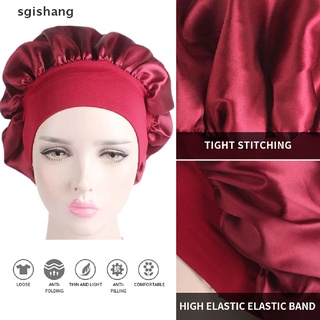 (hotsale) 58cm Solid Color Women Satin Bonnet Cap Night Sleep Hat Adjust Shower Caps {bigsale} (2)