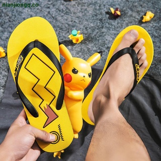 Pikachu Zapatillas De Los Hombres De Verano Nuevo Estilo Exterior Desgaste De Moda Influencer Chanclas Versión Coreana Única Playa S