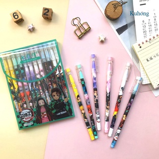 Kuhong Anime Demon Slayer bolígrafo de Gel negro neutro bolígrafos para escritura escolar suministros de aprendizaje de oficina